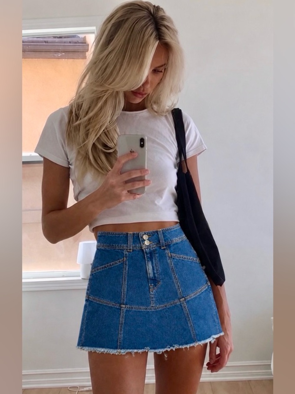 Veronica Beard High Rise Dark Wash Button Lavelle Denim Mini Skirt